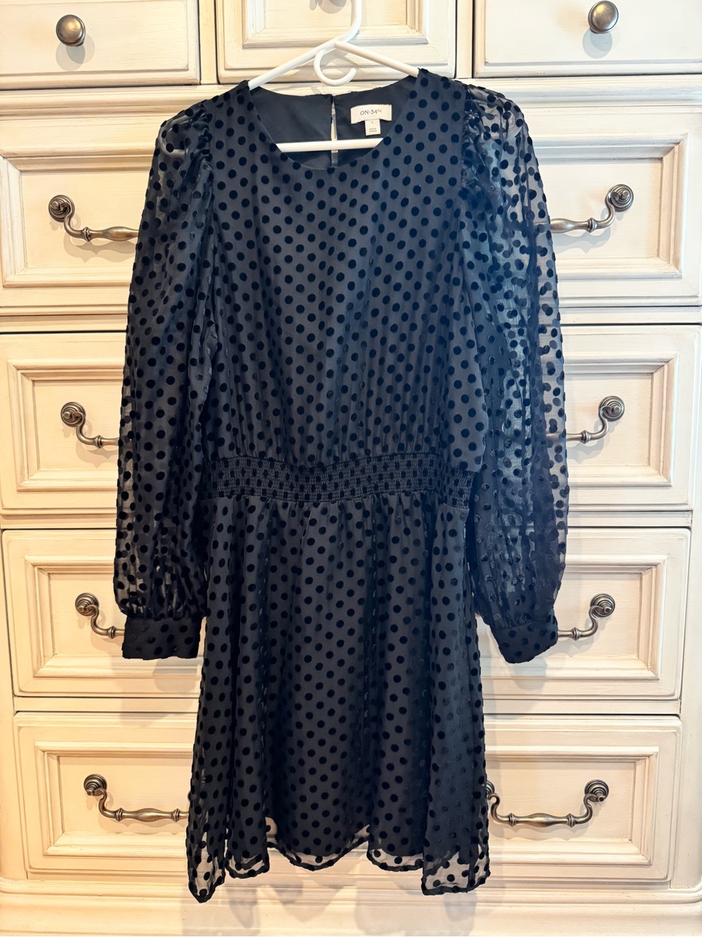 Black Polka Dot Sheer Long Sleeve Dress